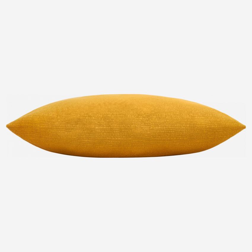 Almofada 45 x 45 cm em veludo texturizado amarelo