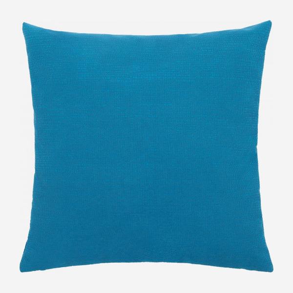 Almofada 45x45 cm em veludo texturizado azul