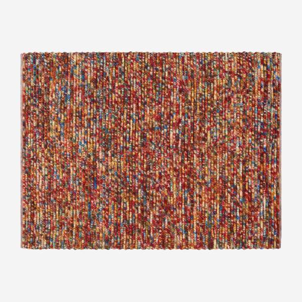 Tappeto in lana tessuto con motivi 240x170cm - Multicolore