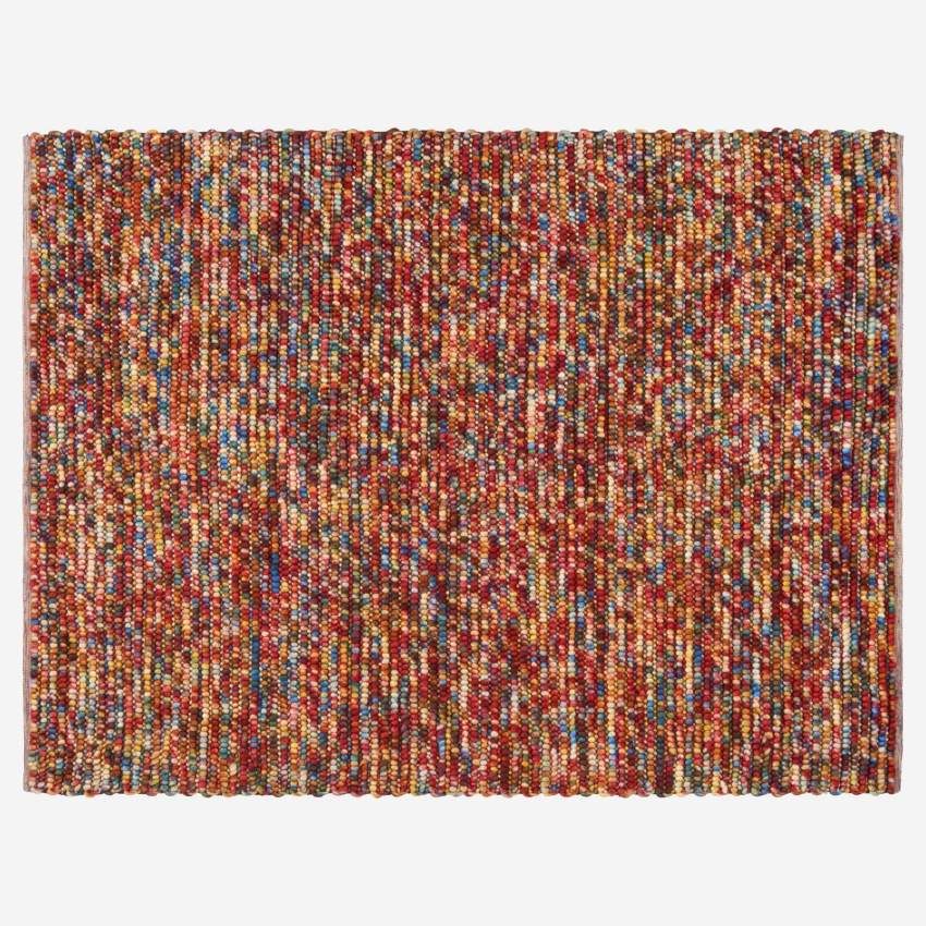 Tapete tecido multicolor 240x170cm em lã c/ padrões