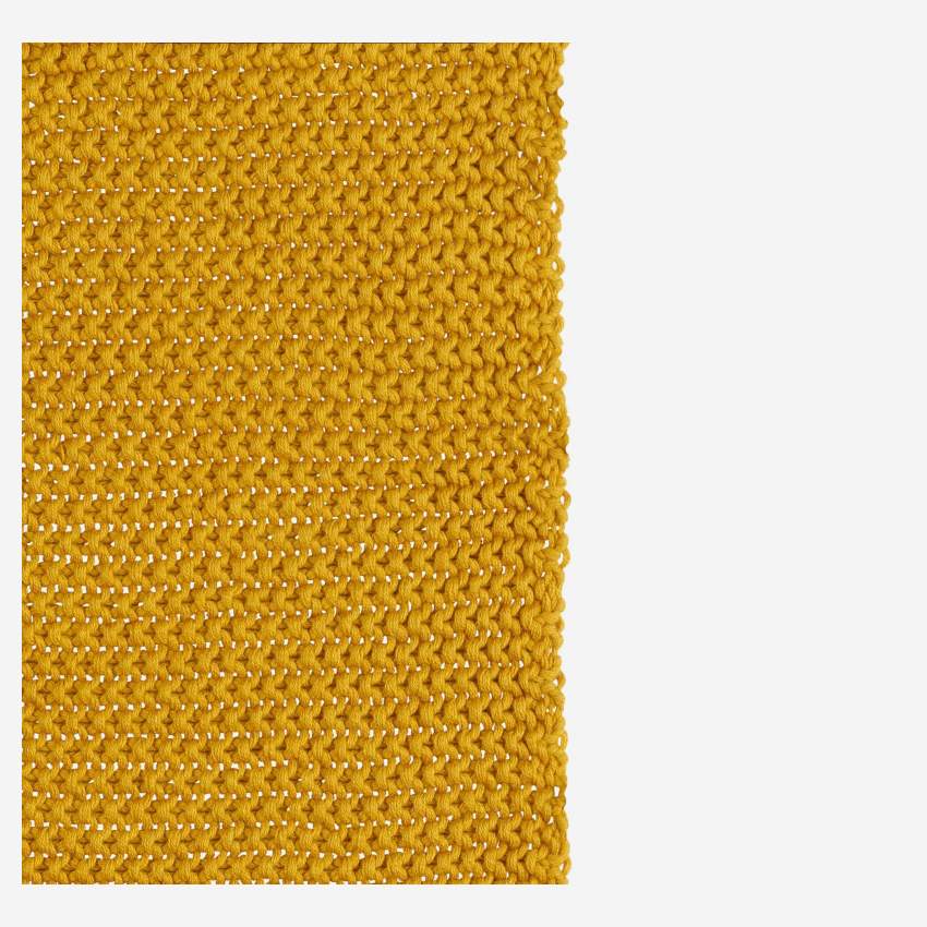 Gestricktes Plaid aus Baumwolle - 130 x 170 cm - Senfgelb