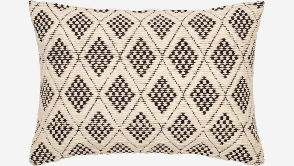 Cuscino 40X60 cm intrecciato in lana - Bianco e nero