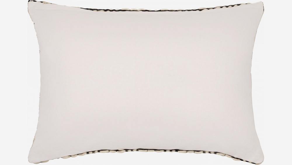 Cuscino 40X60 cm intrecciato in lana - Bianco e nero