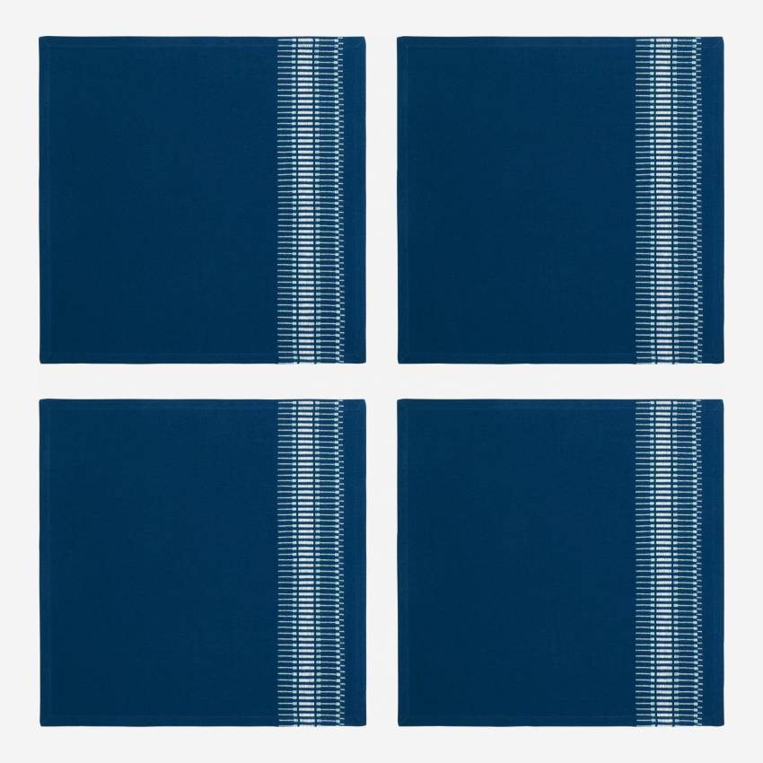 Lot de 4 serviettes en coton - 45 x 45 cm - Bleu