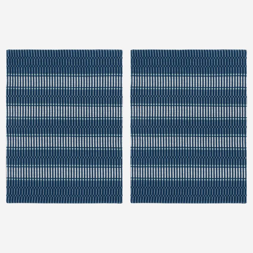 Lote de 2 manteles individuales de algodón - 45 x 36 cm - Azul