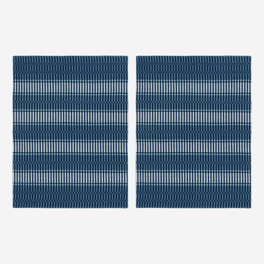 Lot de 2 sets de table en coton - 45 x 36 cm - Bleu