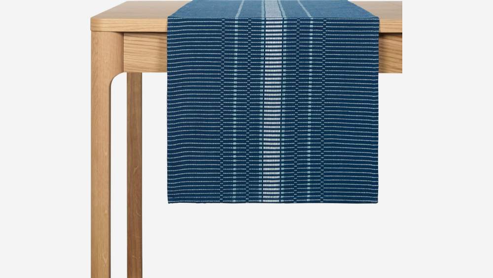 Caminho de mesa de algodão - 200 x 40 cm - Azul