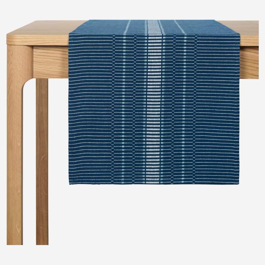 Chemin de table en coton - 200 x 40 cm - Bleu