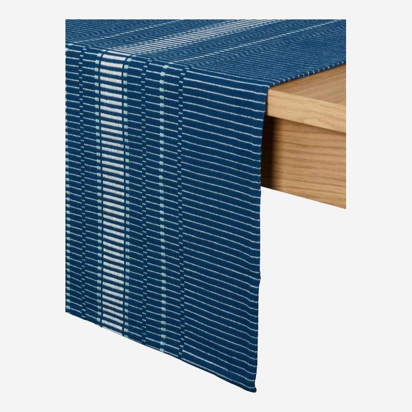 Caminho de mesa de algodão - 200 x 40 cm - Azul