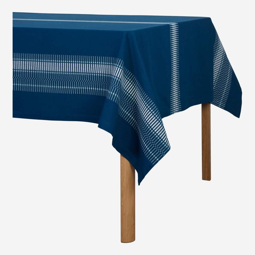 Toalha de mesa de algodão - 250 x 150 cm - Azul