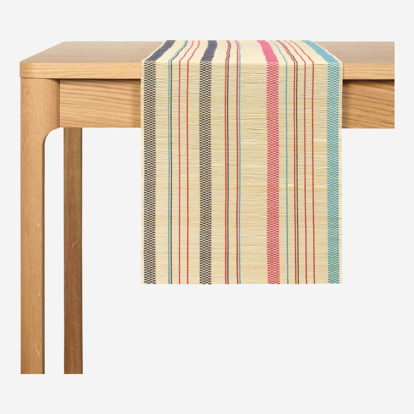 Caminho de mesa de bambu - 200 x 33 cm - Listras coloridas