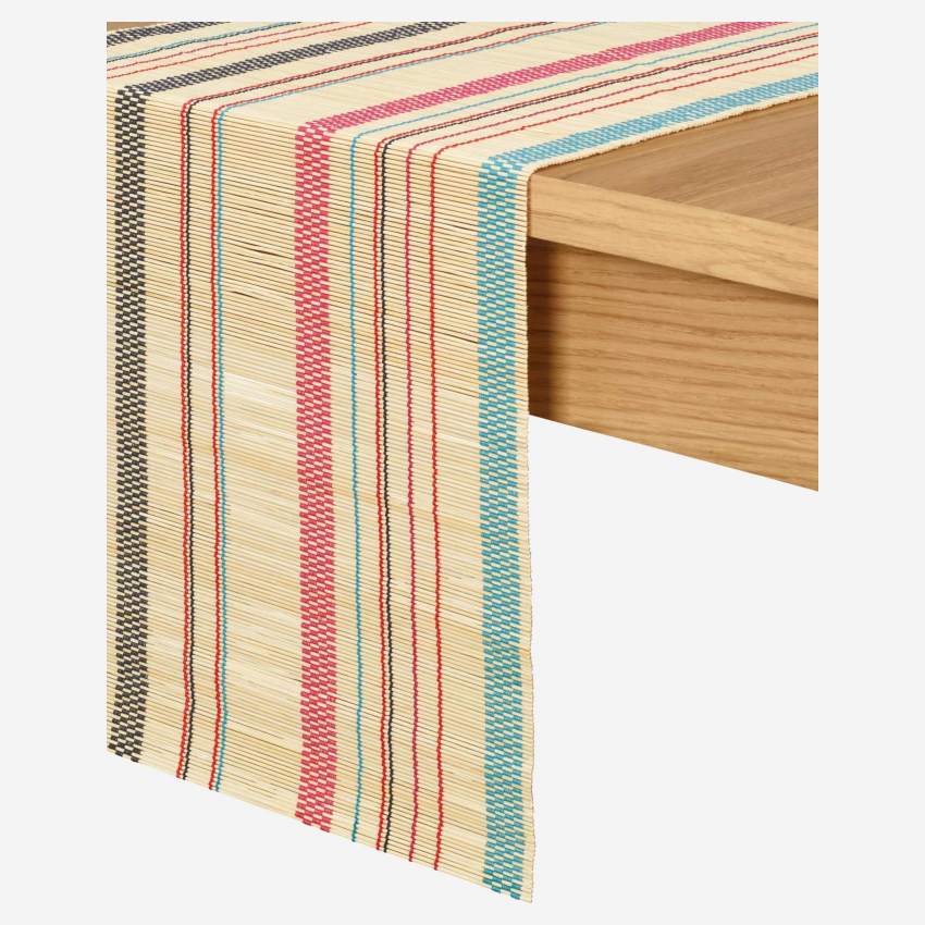 Chemin de table en bambou - 200 x 33 cm - Rayures de couleur