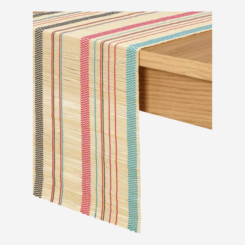 Caminho de mesa de bambu - 200 x 33 cm - Listras coloridas