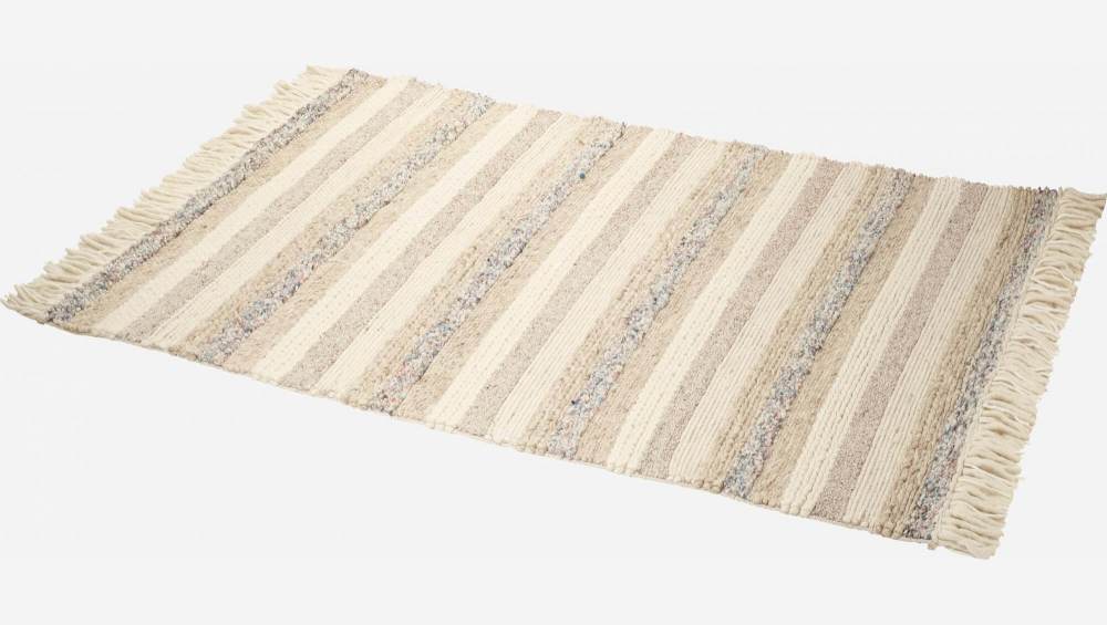 Teppich aus Wolle, gewebt und gestrickt, mit Fransen - 170 x 240 cm - beige
