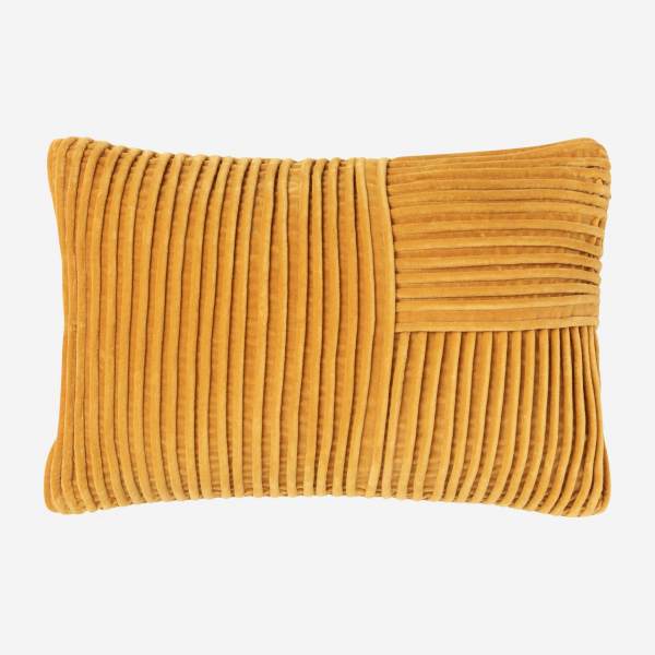 Almofada de veludo de algodão em cordão - 35 x 50 cm - Amarelo mostarda