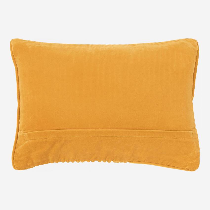 Almofada de veludo de algodão em cordão - 35 x 50 cm - Amarelo mostarda