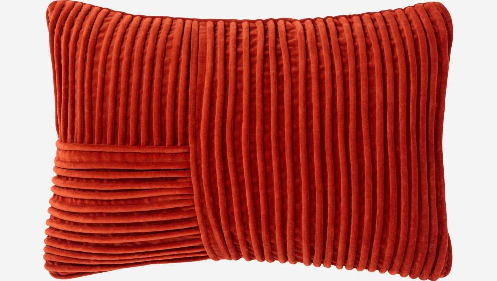 Coussin en velours de coton cordé - 35 x 50 cm - Rouille