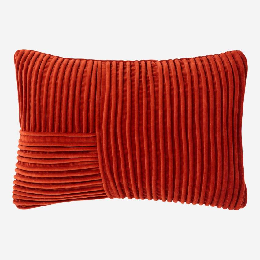 Cuscino in velluto di cotone a corda - 35 x 50 cm - Ruggine