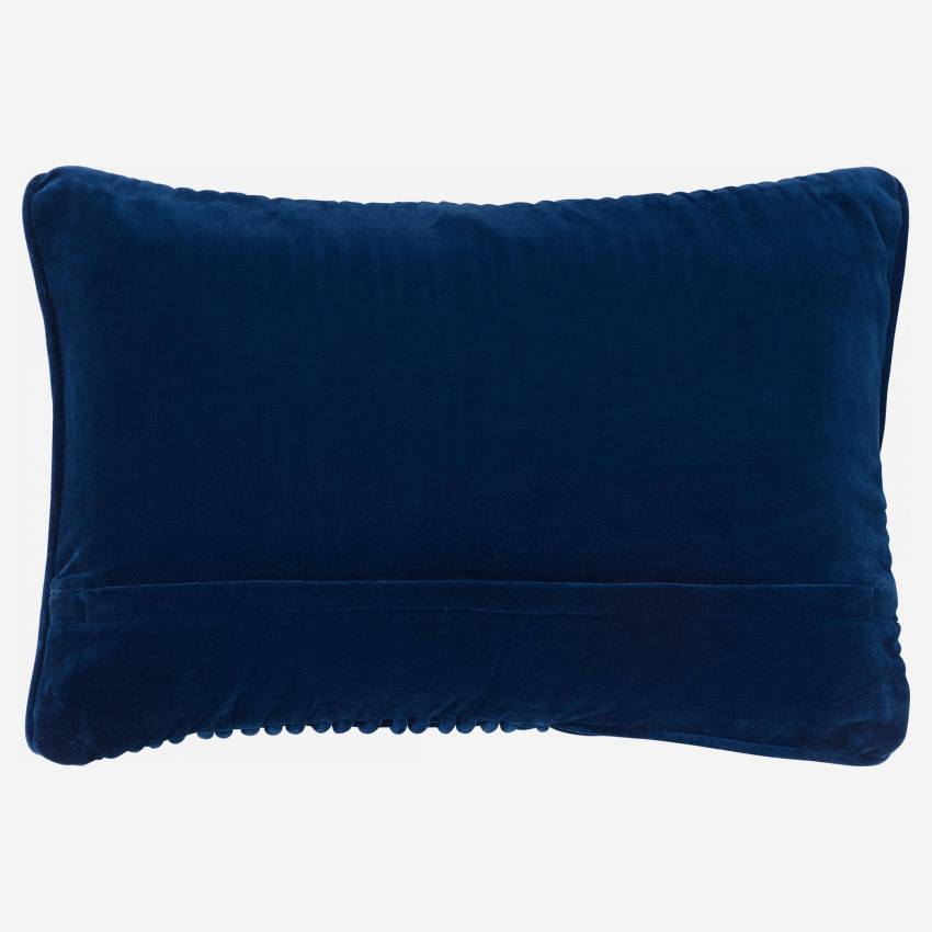 Almofada de veludo de algodão em cordão - 35 x 50 cm - Azul