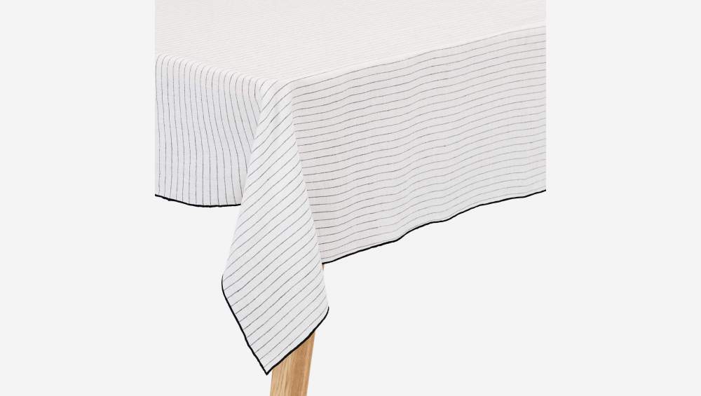 Toalha de mesa de linho - 150 x 250 cm - Listras pretas