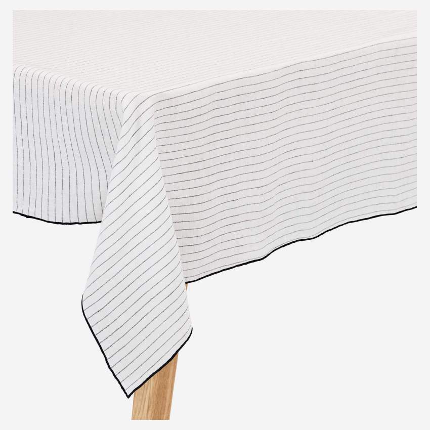 Toalha de mesa de linho - 150 x 250 cm - Listras pretas