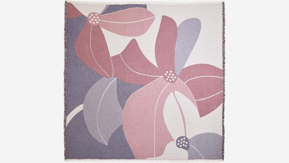 Colcha de algodón - 200 x 200 cm - Estampado Floral