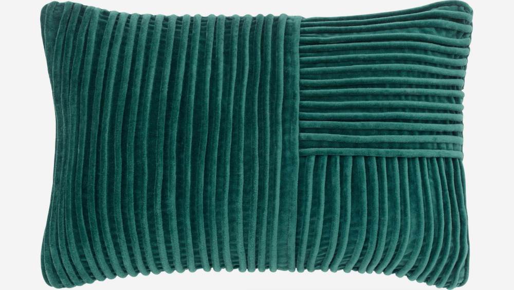 Coussin en velours de coton cordé - 35 x 50 cm - Vert