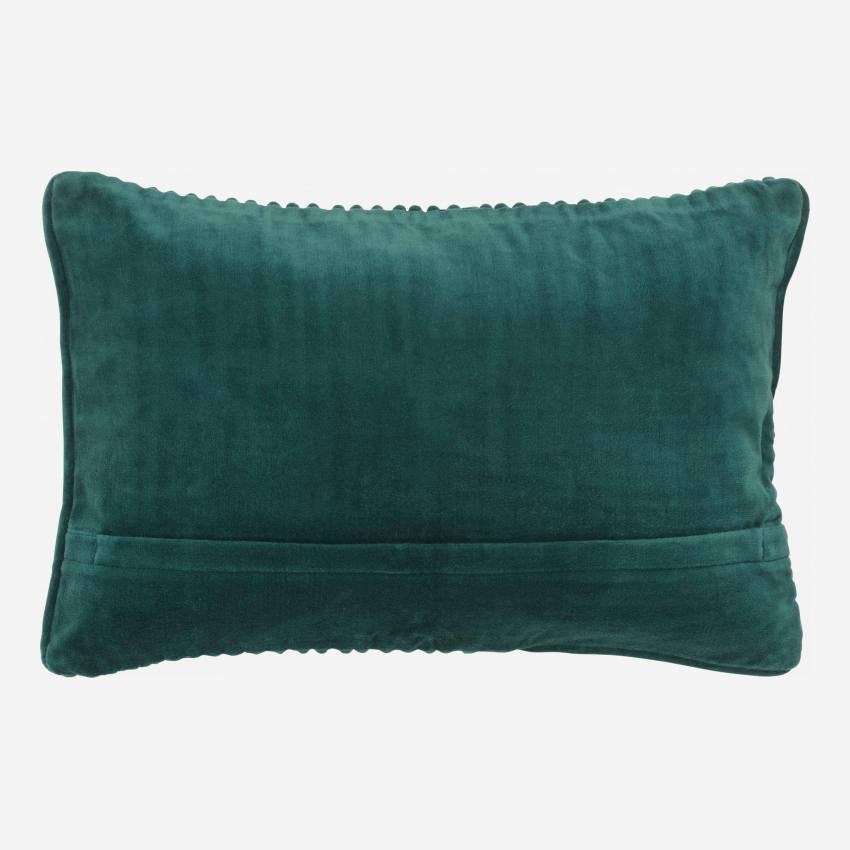 Cuscino in velluto di cotone a corda - 35 x 50 cm - Verde