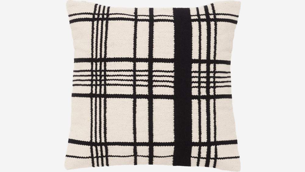 Coussin tissé en coton - 45 x 45 cm - Noir et blanc