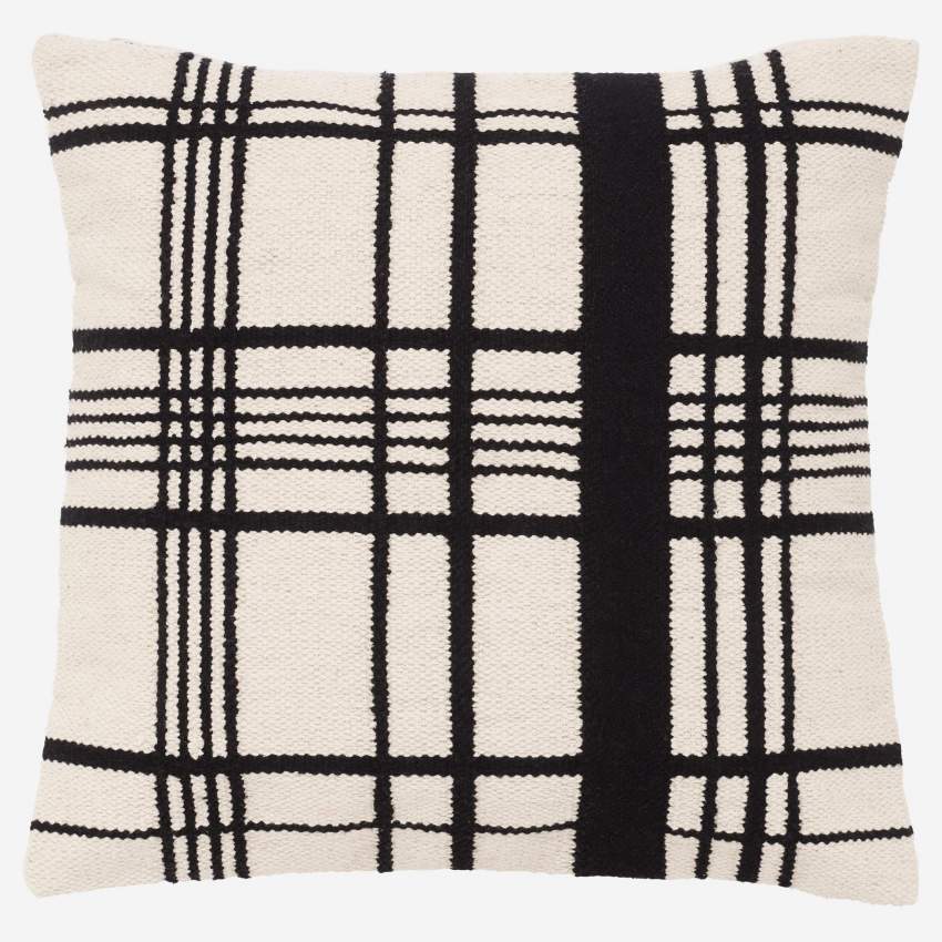 Coussin tissé en coton - 45 x 45 cm - Noir et blanc