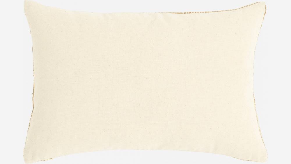Gewebtes Kissen aus Baumwolle und Jute - 30 x 50 cm - Weiß und Naturfarben 