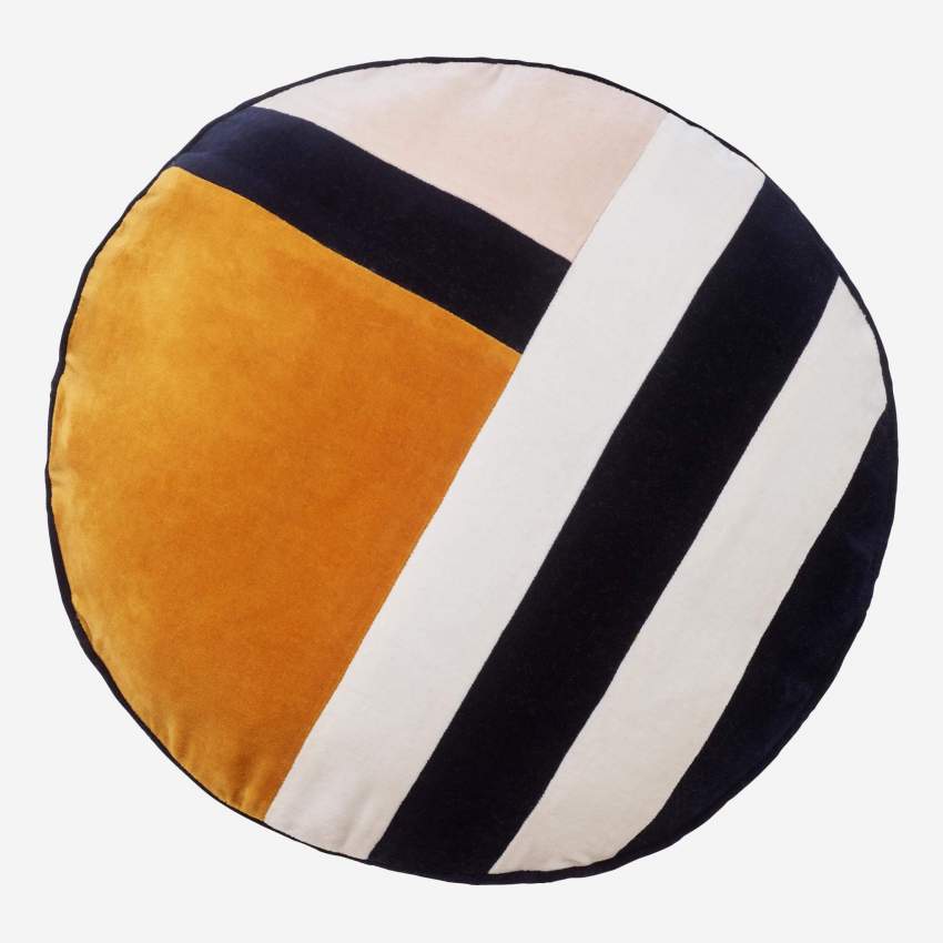 Rundes Kissen aus Samt - 40 cm - Gelb