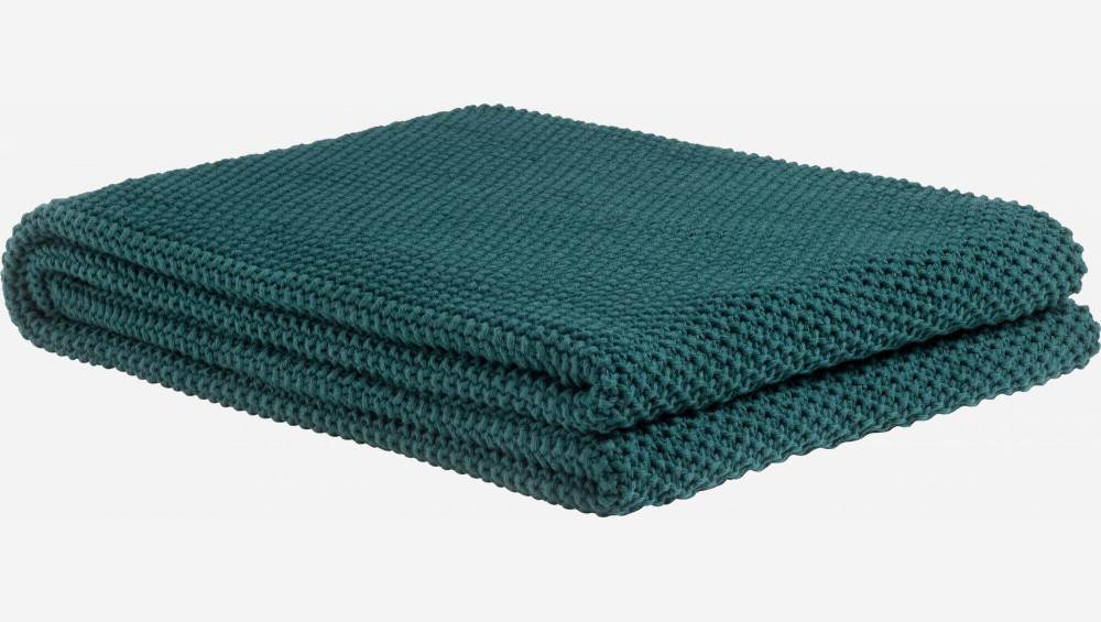 Manta tricotada de algodão - 130 x 170 cm - Verde
