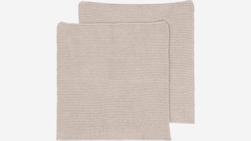 2er-Set Servietten aus Baumwolle - 25 x 25 cm - Beige