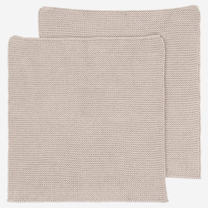 Set de 2 servilletas de algodón -25x25cm Beige