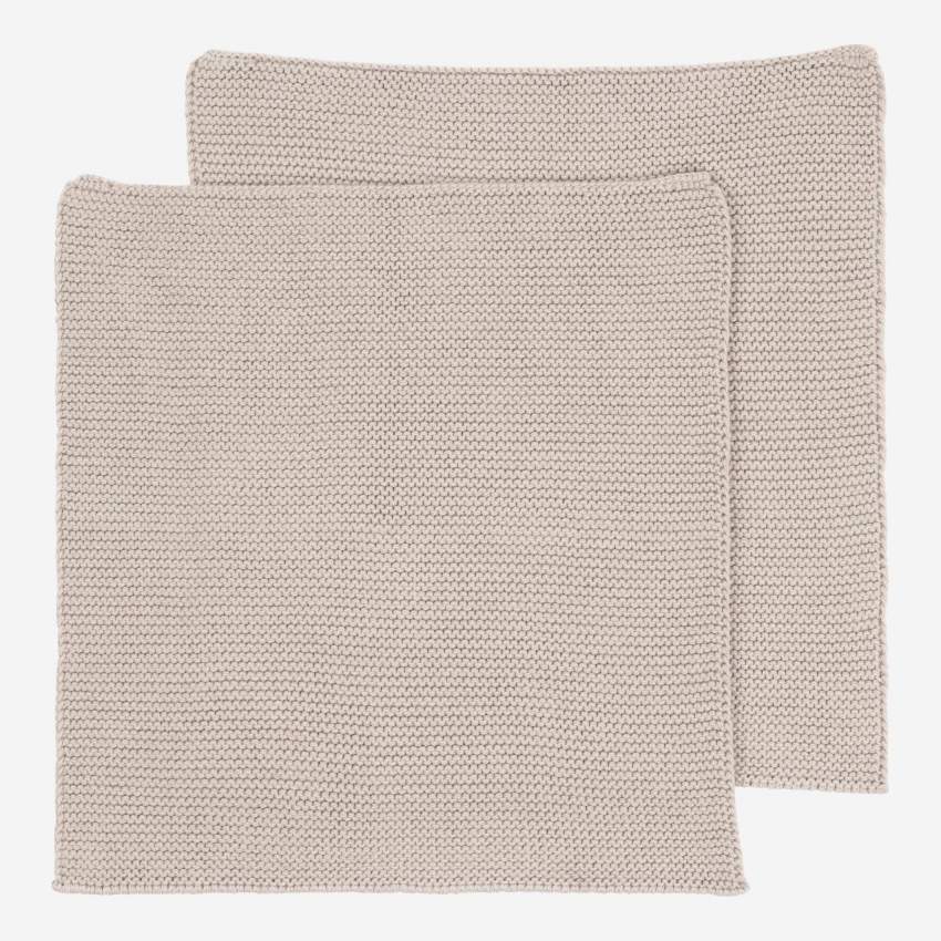 2er-Set Servietten aus Baumwolle - 25 x 25 cm - Beige