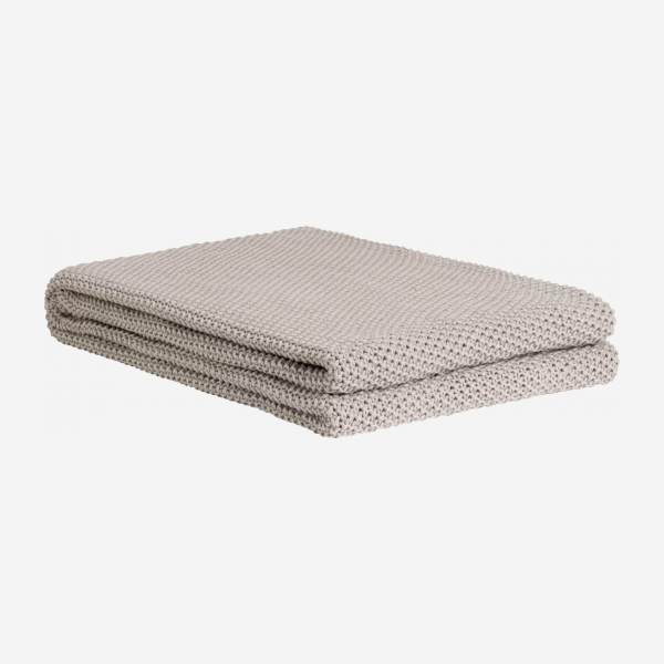 Manta tricotada de algodão - 130 x 170 cm - Cinza