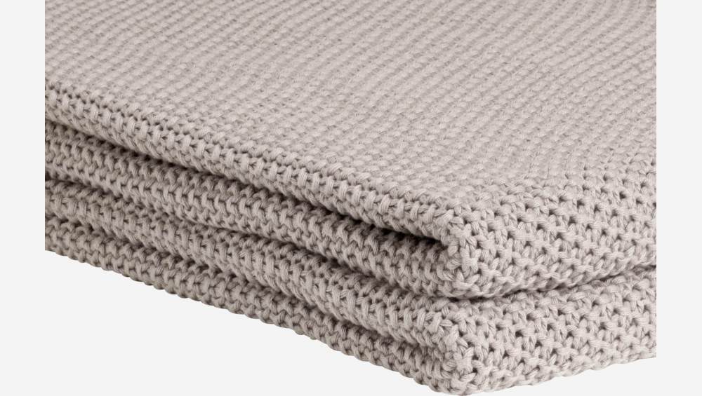 Plaid tricoté en coton - 130 x 170 cm - Gris