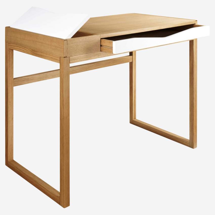 Schreibtisch aus Eiche - Naturfarben und Weiß