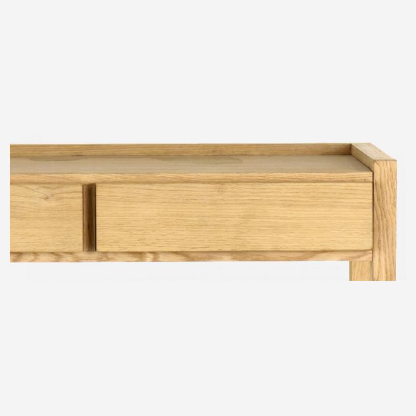 Consola com gavetas fabricada em madeira de carvalho maciço