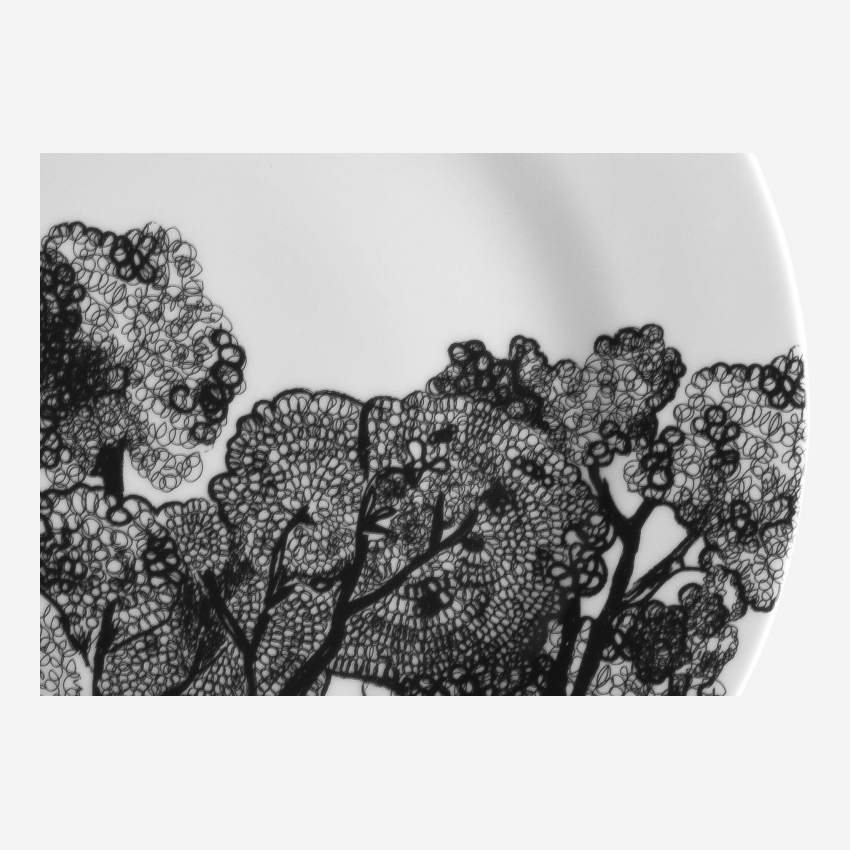 4er-Set flache Teller aus Porzellan - 28 cm - Motiv by Floriane Jacques