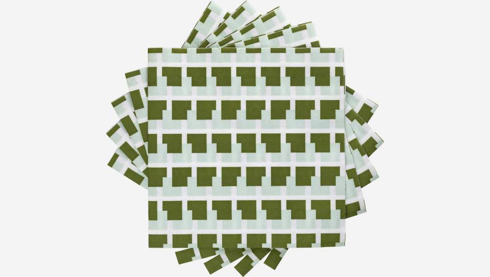 Lote de 20 guardanapos de papel - 40 cm - Padrão verde by Floriane Jacques