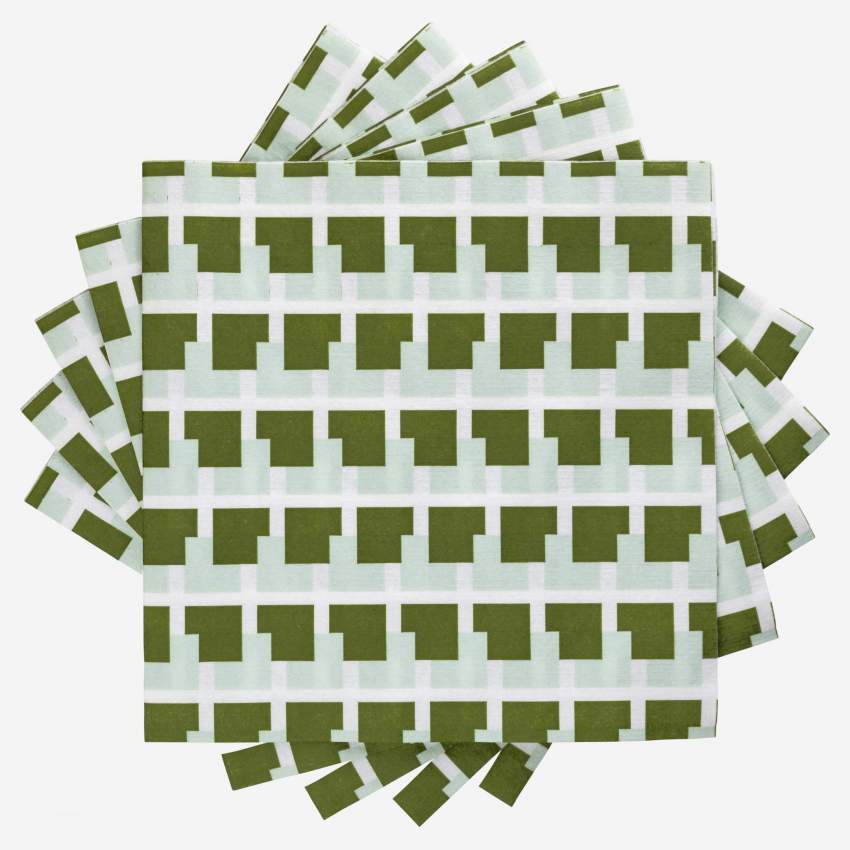 20er-Set Servietten aus Papier - 40 cm - Grünes Motiv by Floriane Jacques