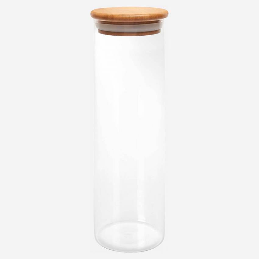 Bokaal van glas en bamboe - 10 x 31 cm