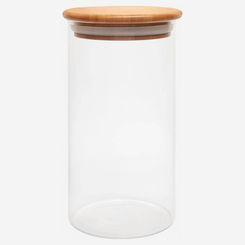 Bokaal van glas en bamboe - 10 x 20 cm
