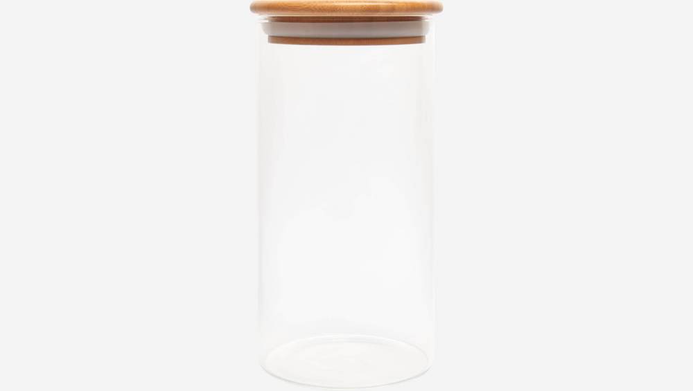Glasbehälter mit Deckel aus Bambus - 10 x 20 cm