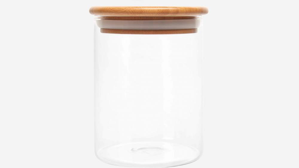 Glasbehälter mit Deckel aus Bambus - 10 x 13 cm