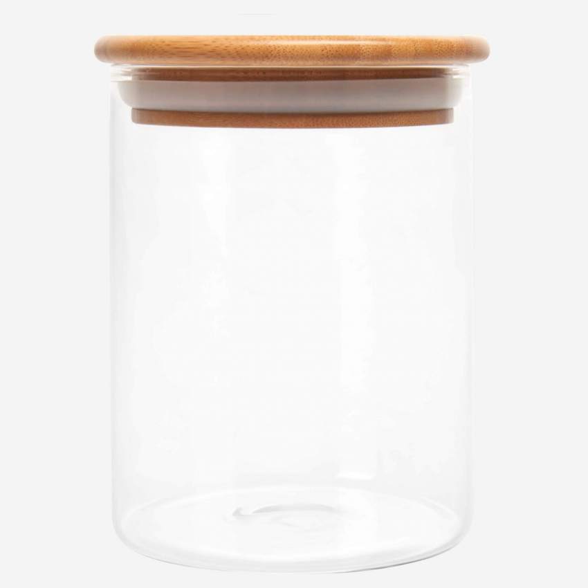 Glasbehälter mit Deckel aus Bambus - 10 x 13 cm