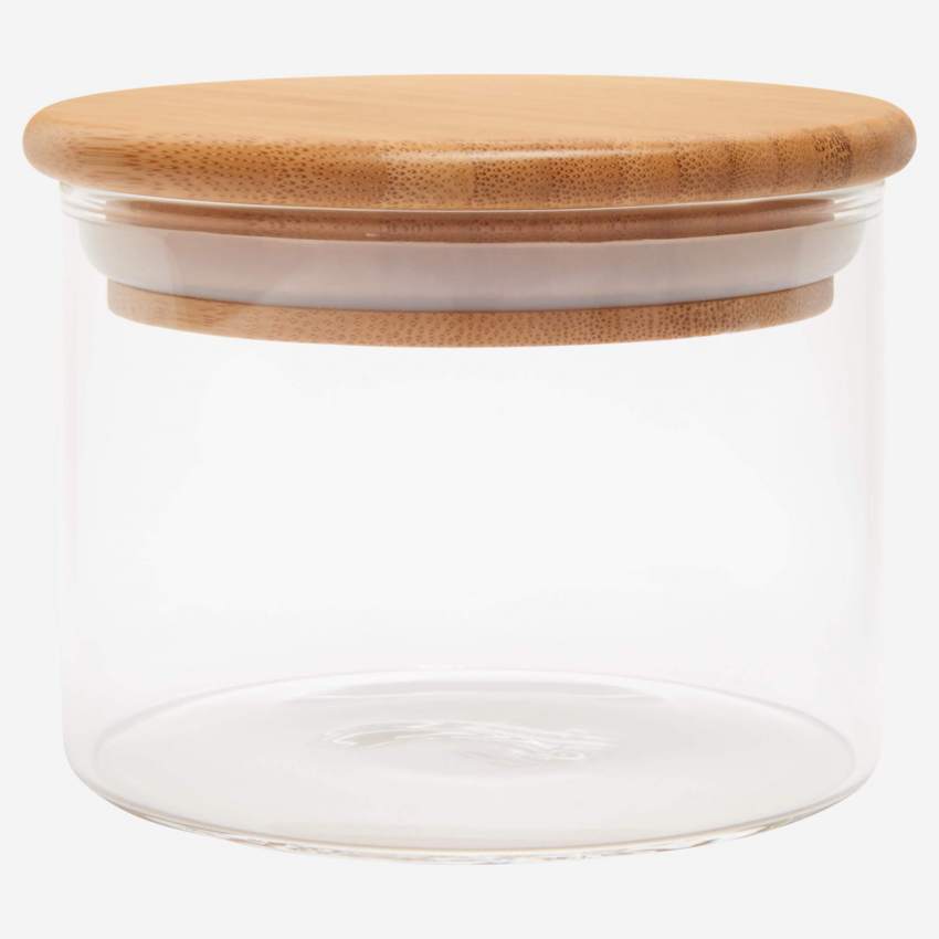 Glasbehälter mit Deckel aus Bambus - 10 x 8 cm
