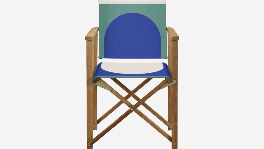 Toile en coton pour chaise pliante - Motif Salma vert et bleu by Floriane Jacques (structure vendue séparément)